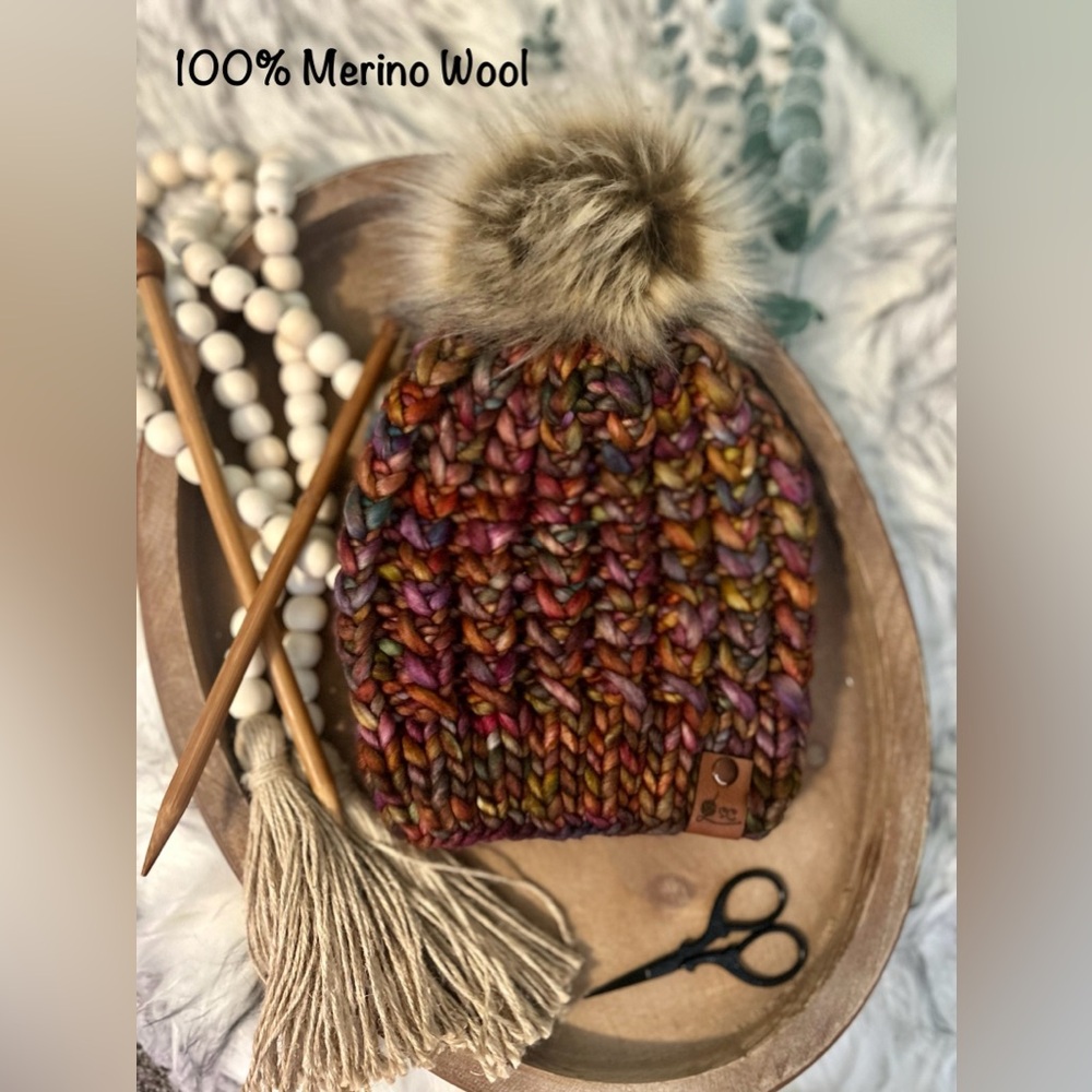 Hand knit beanie